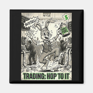 Trading hop to vintage cartoon stock market day magnet
