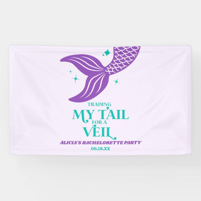 Trading Tail For Veil Mermaid Bachelorette Party Banner (Horizontal)