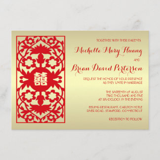 Tradition Classic Red Gold Chinese Wedding Invite
