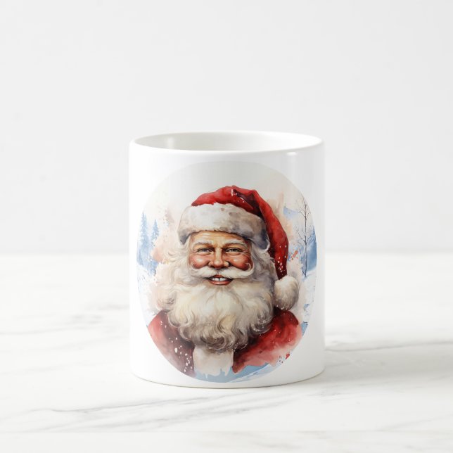 Tradition Classic Santa Claus Illustration Script  Coffee Mug (Center)