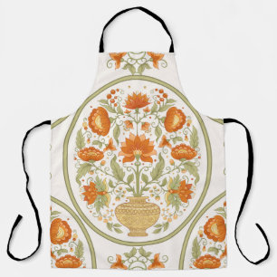 Tradition mughal motif, fantasy flowers in retro, apron