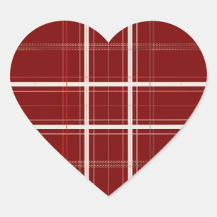 Tradition Plaid Cosy Log Cabin Dark Red Christmas Heart Sticker