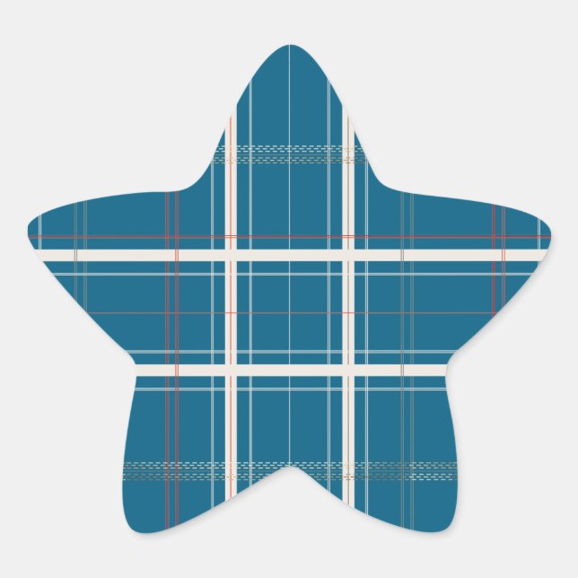 Tradition Plaid Cosy Log Cabin Turquoise Christmas Star Sticker (Front)