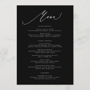 Traditional 5 x 7 Elegant Black White Calligraphy Menu