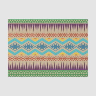 Traditional Abstract Aztec Geometric Pattern Brown Tissue Paper