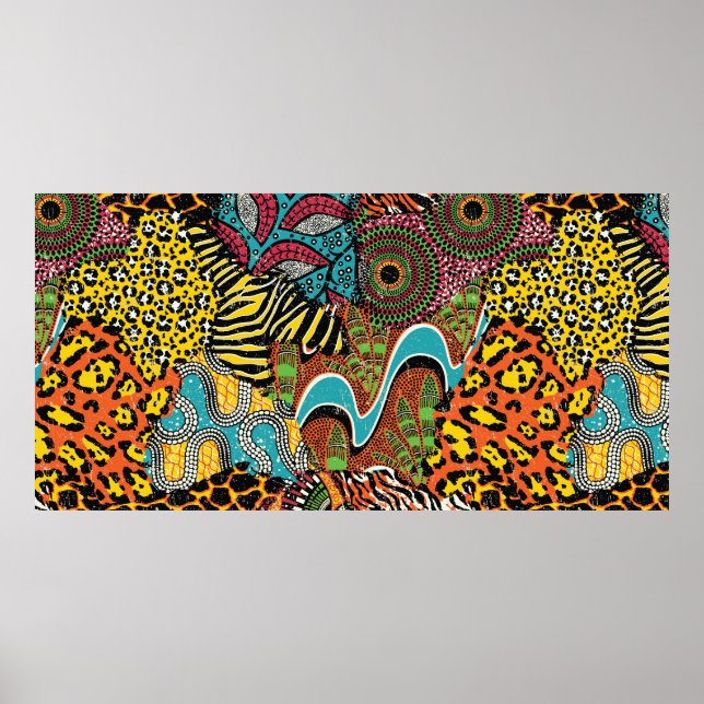 Traditional african fabric and wild animal skins p poster (Front)
