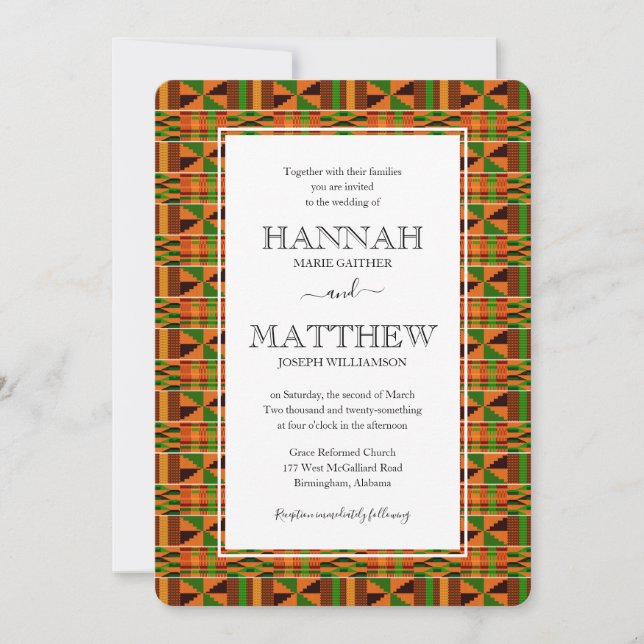 Traditional African Kente Cloth K47 Wedding Invitation (Front)