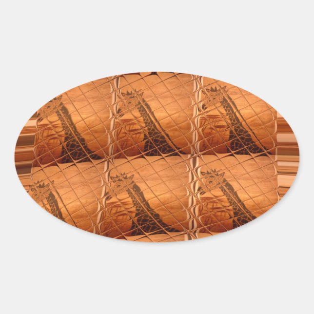 Traditional African Mirror: Woven Giraffe Oval Sticker (Front)