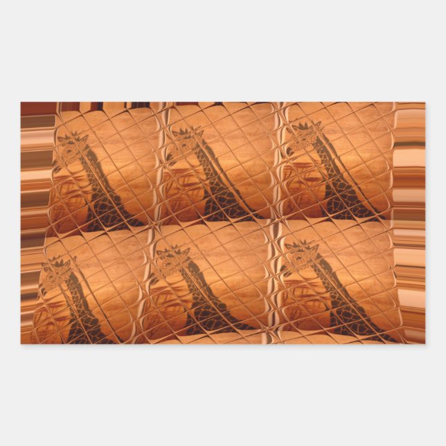 Traditional African Mirror: Woven Giraffe Rectangular Sticker (Front)