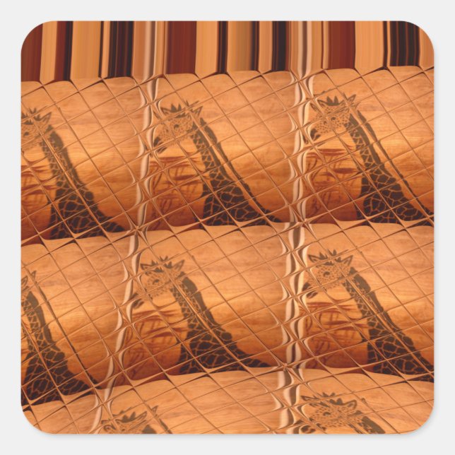 Traditional African Mirror: Woven Giraffe Square Sticker (Front)