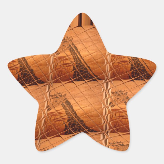 Traditional African Mirror: Woven Giraffe Star Sticker (Front)