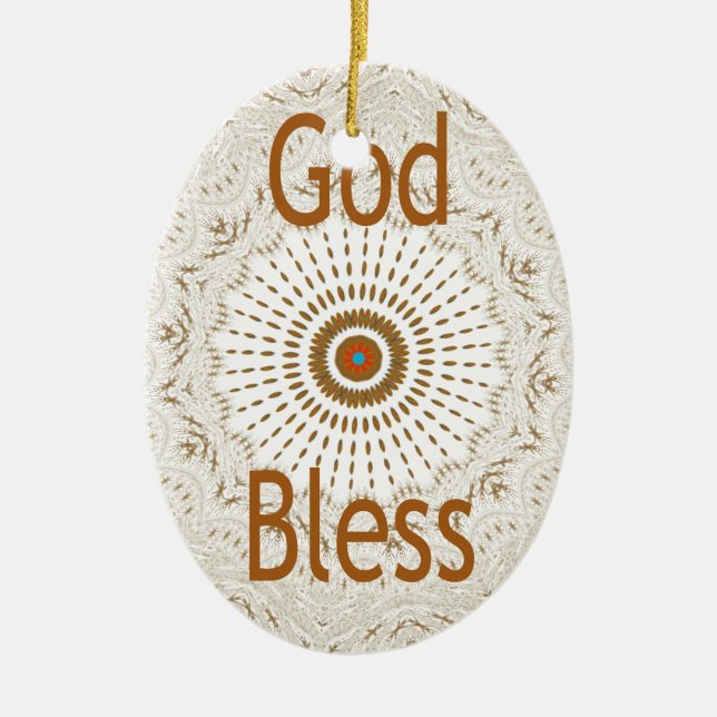 Traditional African Motif Design Art Print Ceramic Tree Decoration (Front)