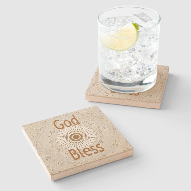 Traditional African Motif Design Art Print Stone Coaster (Side)