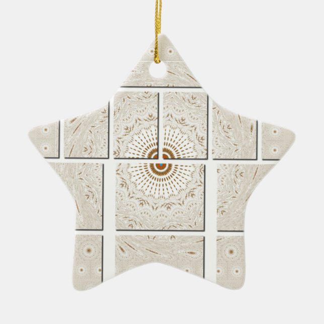 Traditional African Motif Mosaic Art Print. Ceramic Tree Decoration (Front)