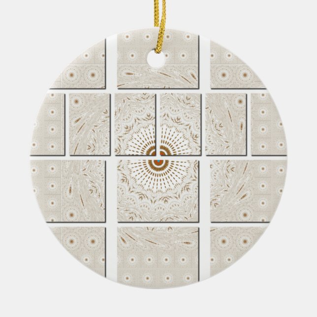 Traditional African Motif Mosaic Art Print. Ceramic Tree Decoration (Front)