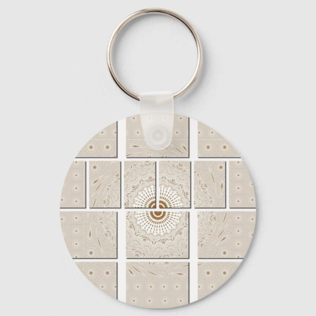 Traditional African Motif Mosaic Art Print. Key Ring (Front)