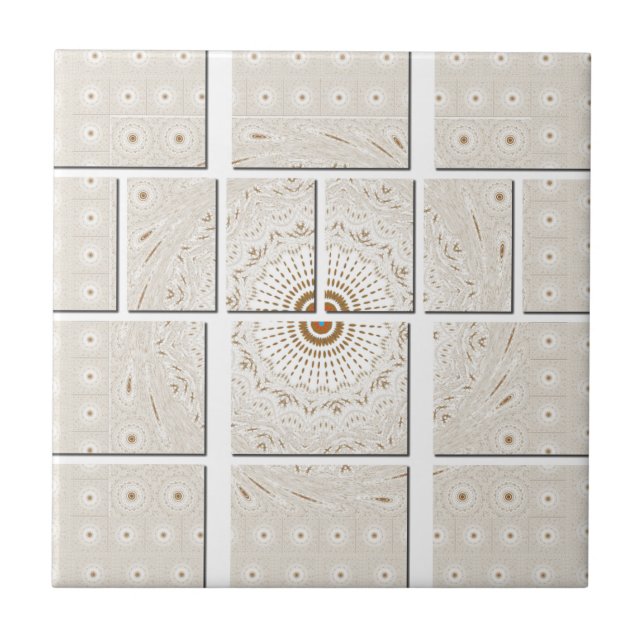 Traditional African Motif Mosaic Art Print. Tile (Front)