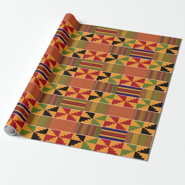 Traditional African Pinwheel Kente K70 Wrapping Paper (Unrolled)