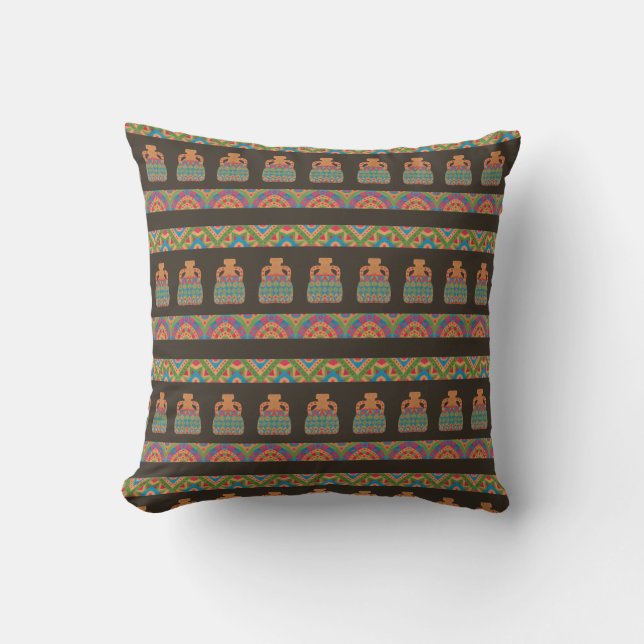 Traditional African Tribal Pottery Pattern Cushion (Front)