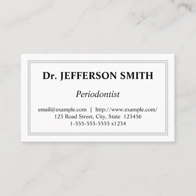 Traditional and Clean Periodontist Business Card (Front)