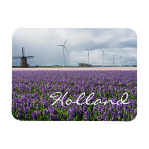 Traditional and modern windmill in Holland text Magnet