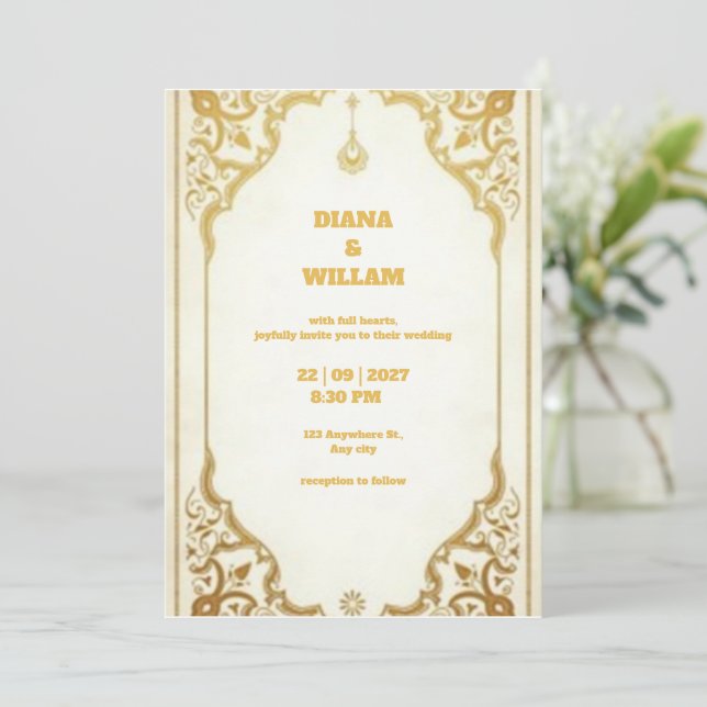 Traditional Arabic Style Wedding Invitation (Standing Front)