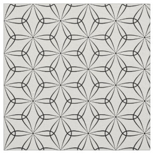 Traditional Asanoha Style 02 - Black on White Fabric