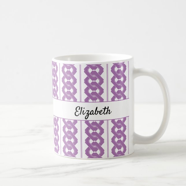 Traditional Asian Chain Pattern with Name Coffee Mug (Right)