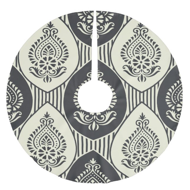 Traditional Asian damask, seamless pattern Brushed Polyester Tree Skirt (Front)