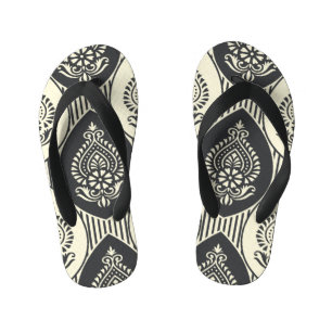 Traditional Asian damask, seamless pattern Kid's Flip Flops