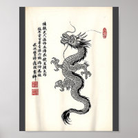 Traditional Asian Dragon Drawing Ink Style Chinese