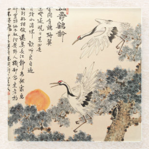 Traditional Asian painting: classic art. Glass Coaster