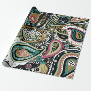 Traditional Asian Paisley pattern in modern design Wrapping Paper