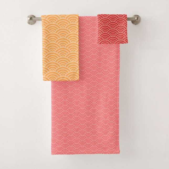 Traditional Asian pattern 2 Choose colour Bath TS Towel Set (Insitu)