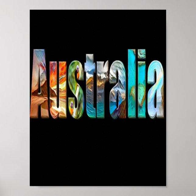 Traditional Australia colourful text Poster (Front)