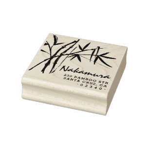 Traditional Bamboo Ink Script Name Return Address Rubber Stamp