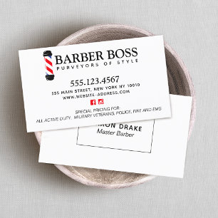 Traditional  Barber Barbershop   Business Card