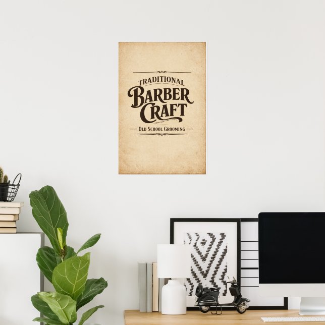Traditional Barber Craft Vintage Typography Poster (Home Office)
