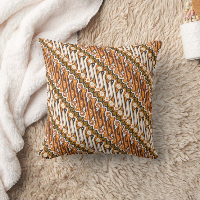 Traditional Batik Parang Seamless Pattern Yellow Cushion (Blanket)
