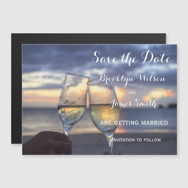 Traditional Beach Wedding Save The Date Magnetic Invitation (Front/Back)