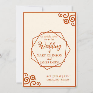 Traditional beige & brown geometric symbols invitation