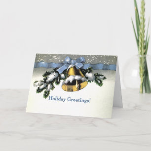 Traditional Bell Ribbon Holiday Christmas Card