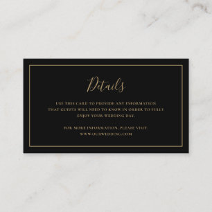 Traditional Black and Gold Elegant Wedding Enclosure Card