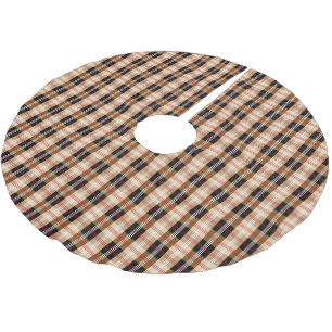 Traditional black and tan plaid brushed polyester tree skirt