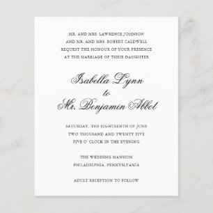 Traditional Black and White Budget Wedding Invite