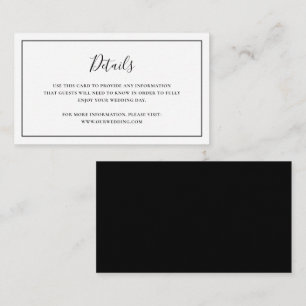 Traditional Black and White Elegant Wedding Enclosure Card