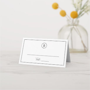 Traditional Black and White Elegant Wedding Place Card