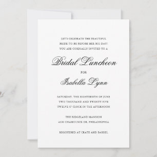 Traditional Black and White Formal Bridal Luncheon Invitation