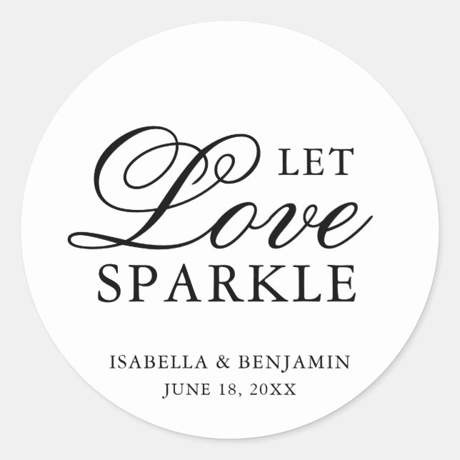 Traditional Black and White Formal Elegant Wedding Classic Round Sticker (Front)