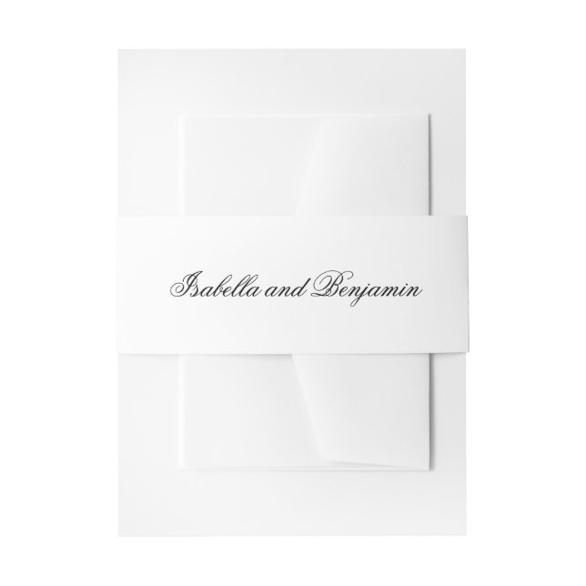 Traditional Black and White Formal Elegant Wedding Invitation Belly Band (Front Example)